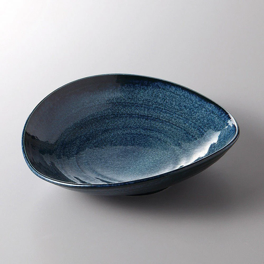 Assiette évasée bleue faïence fine Minoyaki "sarada" - Image 2