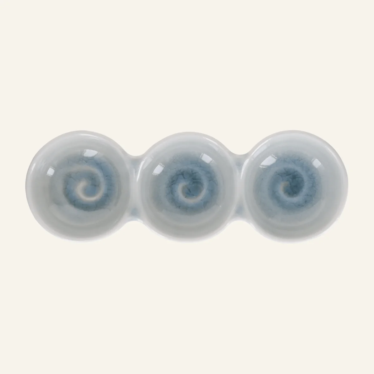 Trois petites coupelles faïence fine Setoyaki "taifu" - Image 2