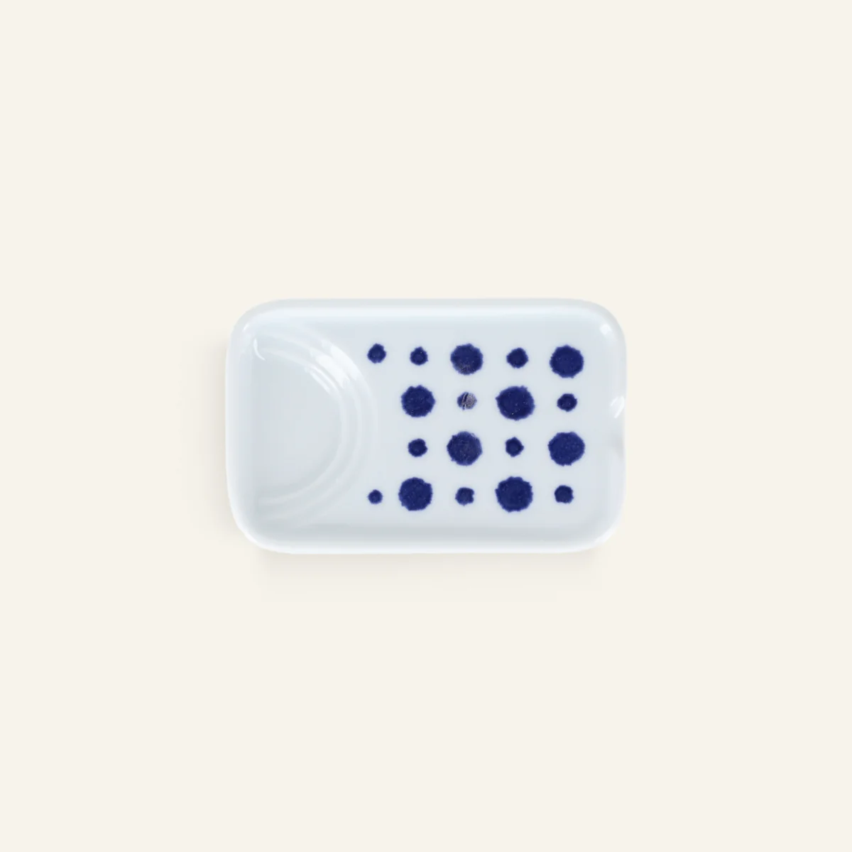 Petite assiette rectangulaire en porcelaine Hasamiyaki "Indigo Mizutama" - Image 2