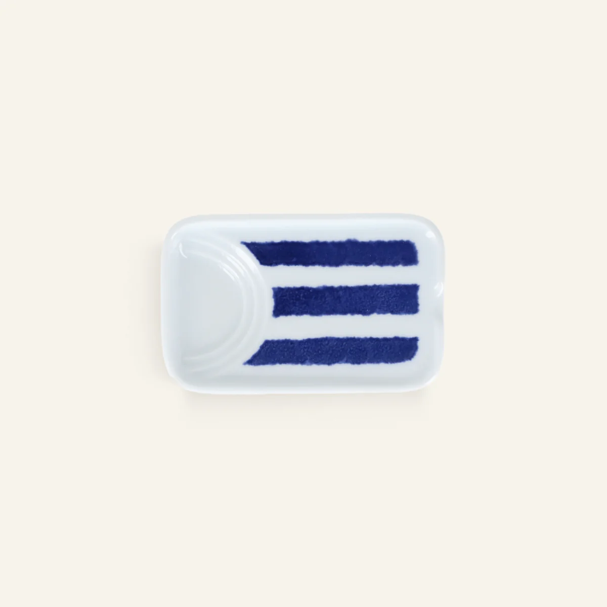 Petite assiette rectangulaire en porcelaine Hasamiyaki "Indigo Tokusa" - Image 2