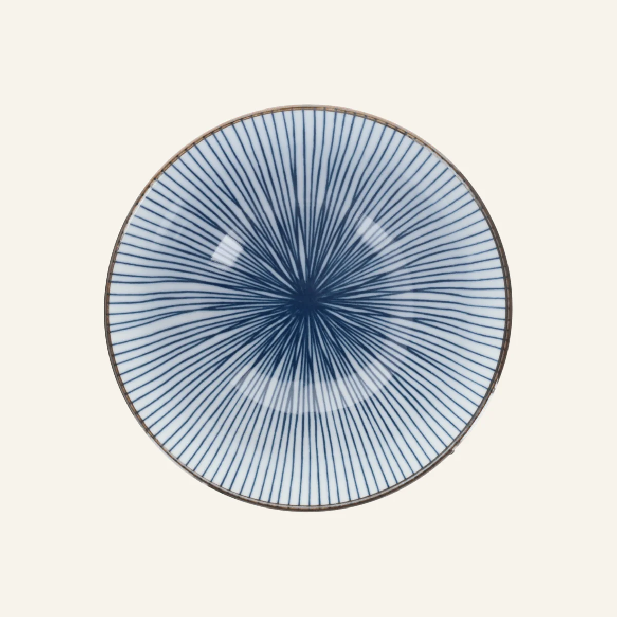 Bol à rayures bleues en porcelaine Minoyaki "naigai sensuji" - Image 2