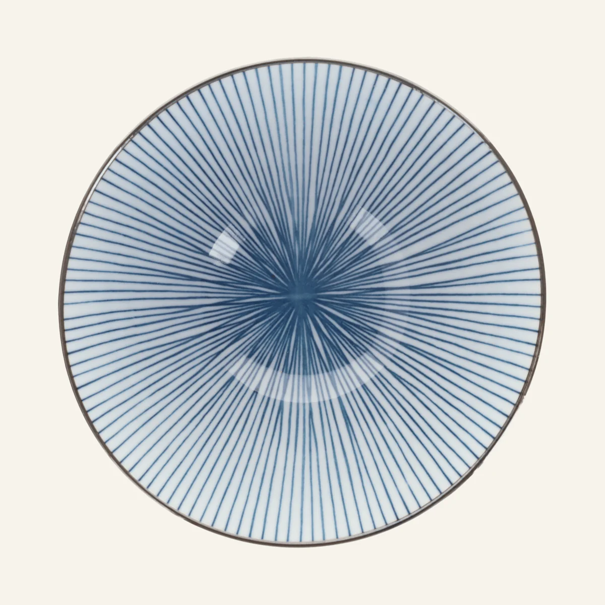 Bol à donburi à rayures bleues en porcelaine Minoyaki "naigai sensuji" - Image 2