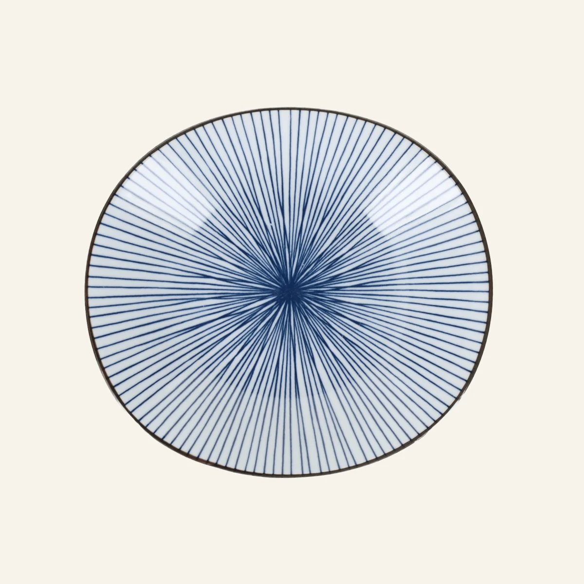 Assiette à rayures bleues en porcelaine Minoyaki "sensuji" - Image 2