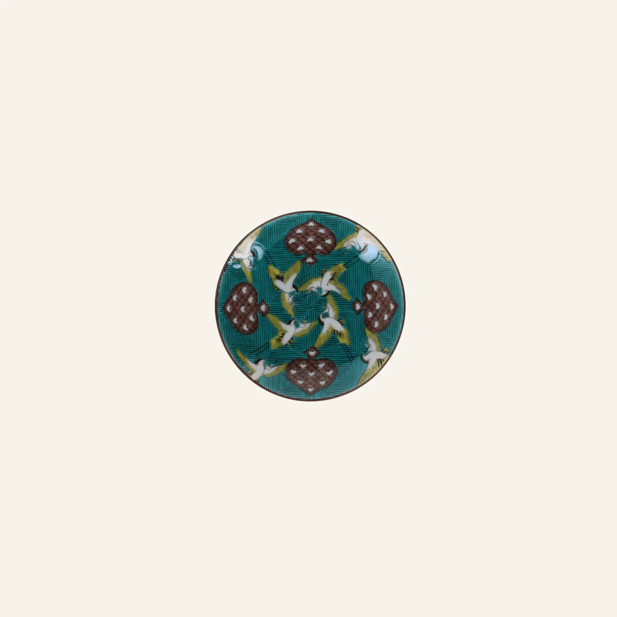 Petite assiette en porcelaine Kutaniyaki "Tsuru" - Image 2