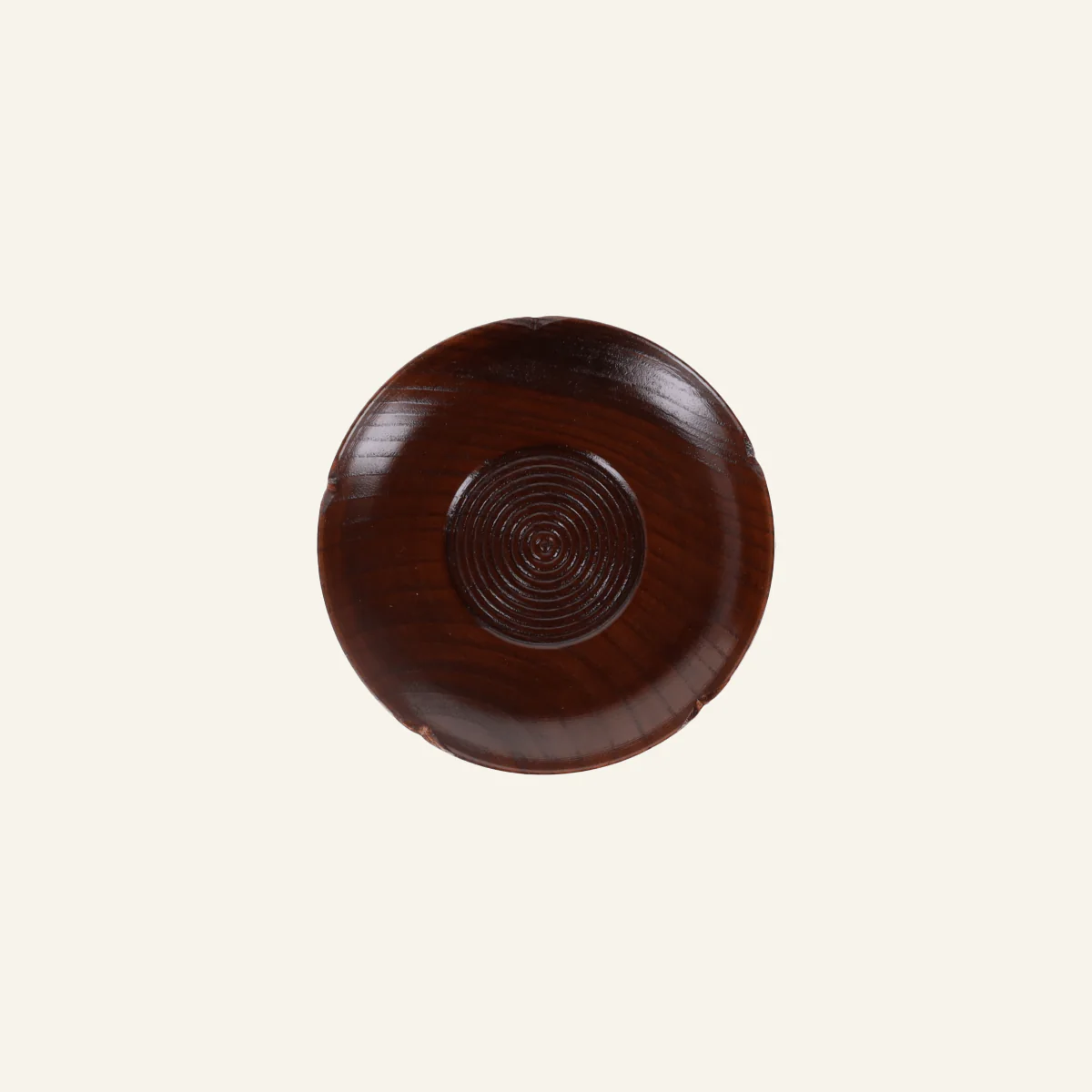 Sous-tasse à thé laquée en bois de lithocarpus glaber "Umegata sensuji" - Image 2