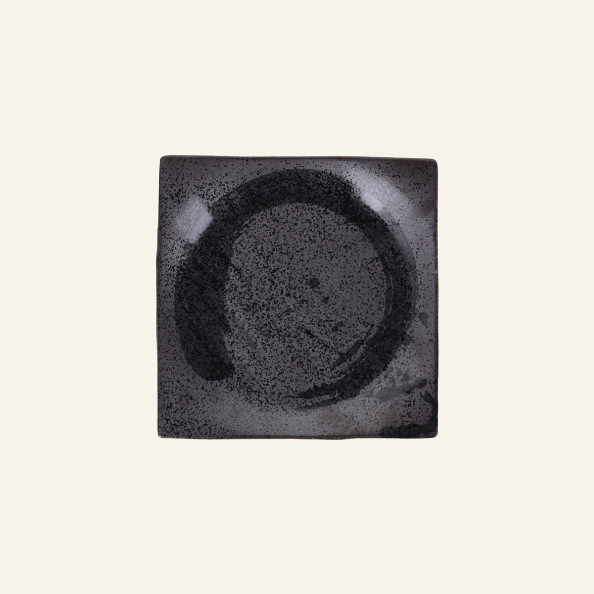 Assiette carrée faïence fine Minoyaki "kurosara" - Image 2
