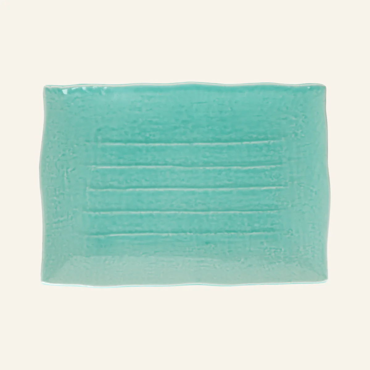 Grande assiette cyan rectangulaire faïence fine Bankoyaki "toruco" - Image 3