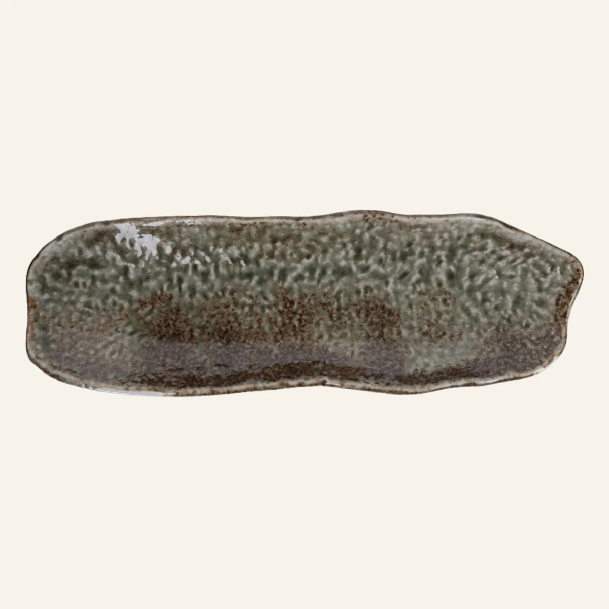Plat rectangulaire faïence fine Minoyaki "midori iwa" - Image 2