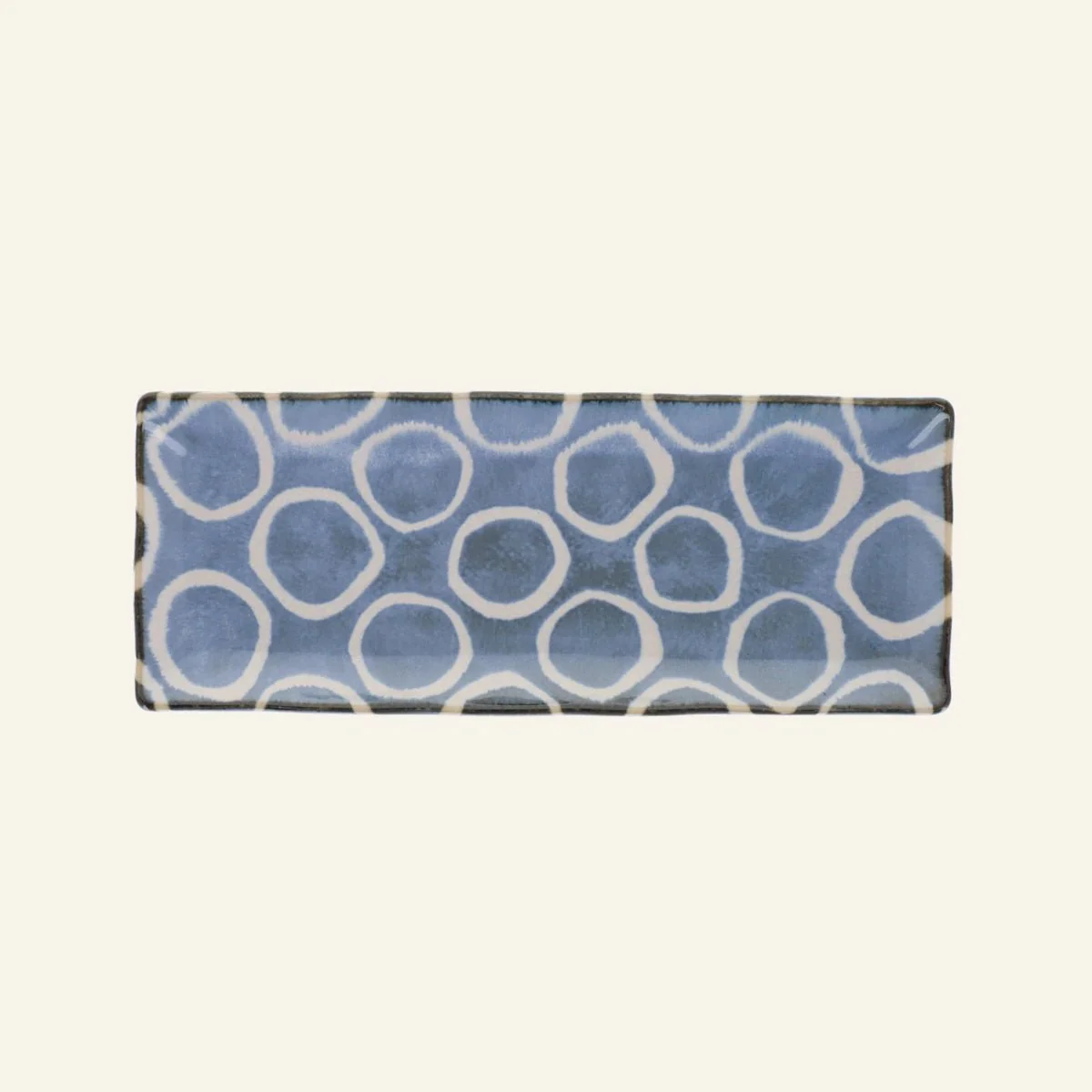Assiette rectangulaire en porcelaine Minoyaki "Momomaru",  teintes inspirées d'Okinawa - Image 2