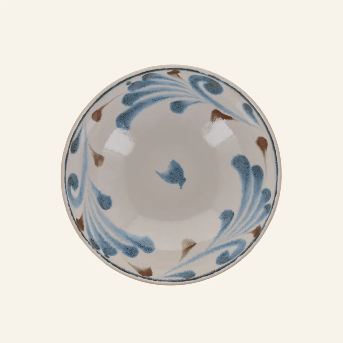Bol à nouilles en porcelaine Minoyaki "Karakusa", teintes inspirées d'Okinawa - Image 3